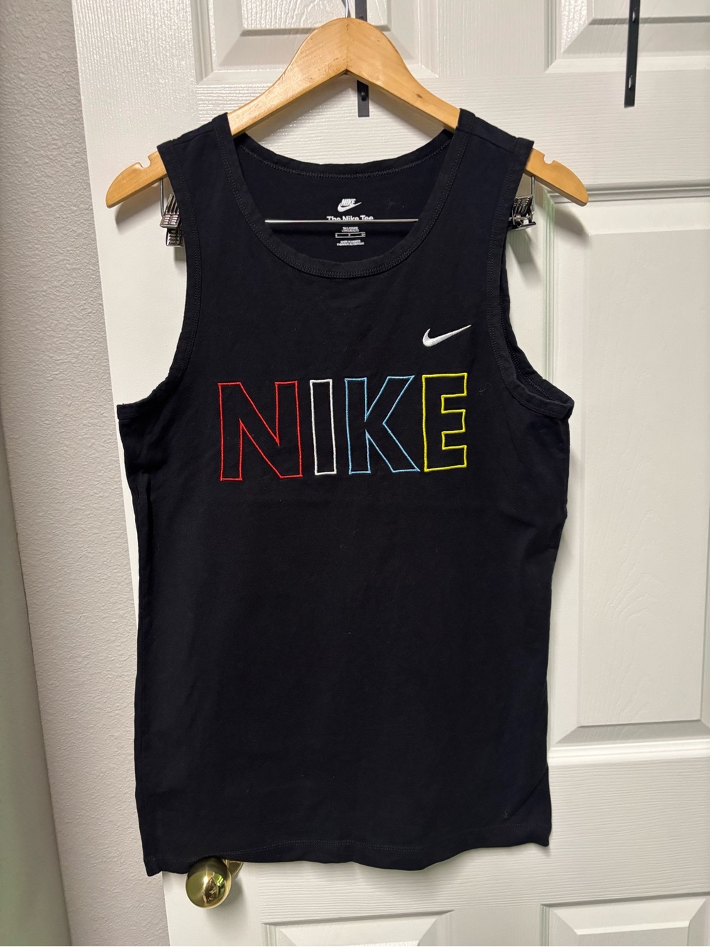 Nike Black Tank Top with Multicolor Logo